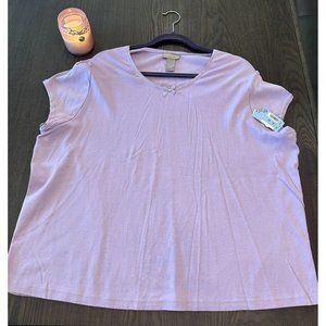 Nordstrom Intimates Capped Sleeve T-shirt Size 2X Lilac Petal 100% Cotton